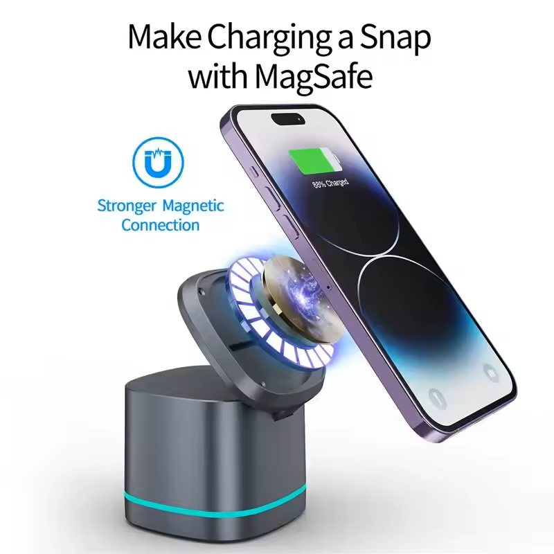 4 In 1 Magnetic Wireless Charger Stand Fast Charging Dock Station Phone Holder