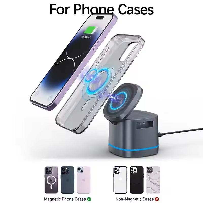 4 In 1 Magnetic Wireless Charger Stand Fast Charging Dock Station Phone Holder